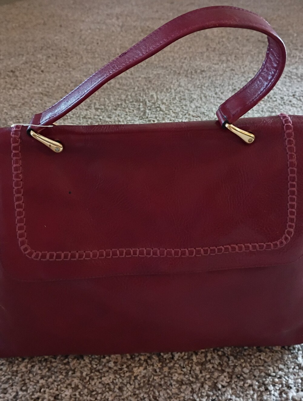 Parisian made in italy leather Classic Women's Structured Satchel - Burgundy